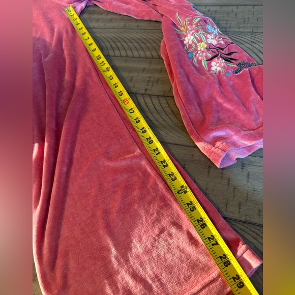 BCBGMaxAzria Pink Floral Velour Sweatpants Sz L - Picture 8 of 8